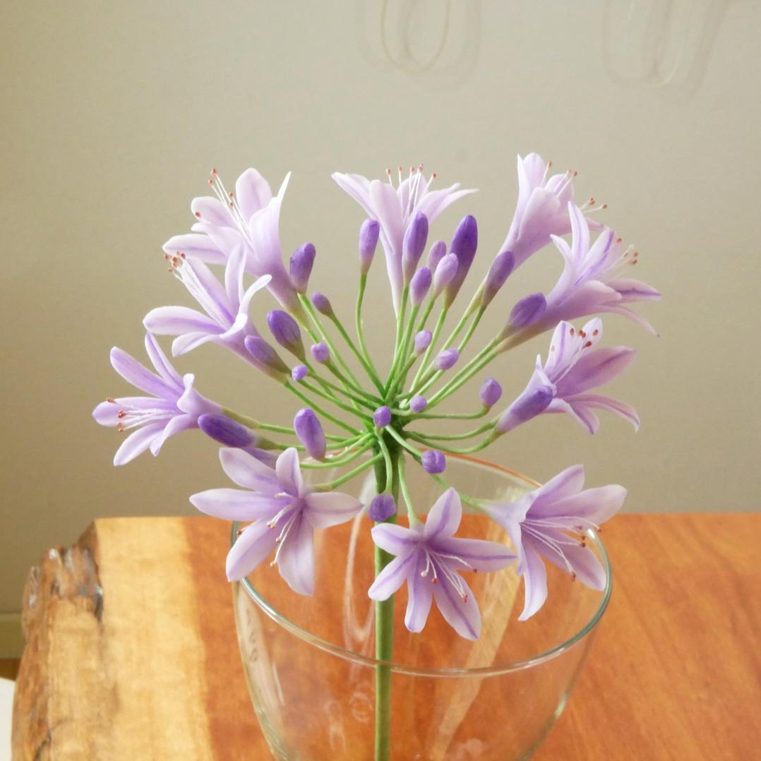 アガパンサス クレイフラワー 長い クラッシックラベンダー 1本 ✿ NO.M3-V1枚目の画像