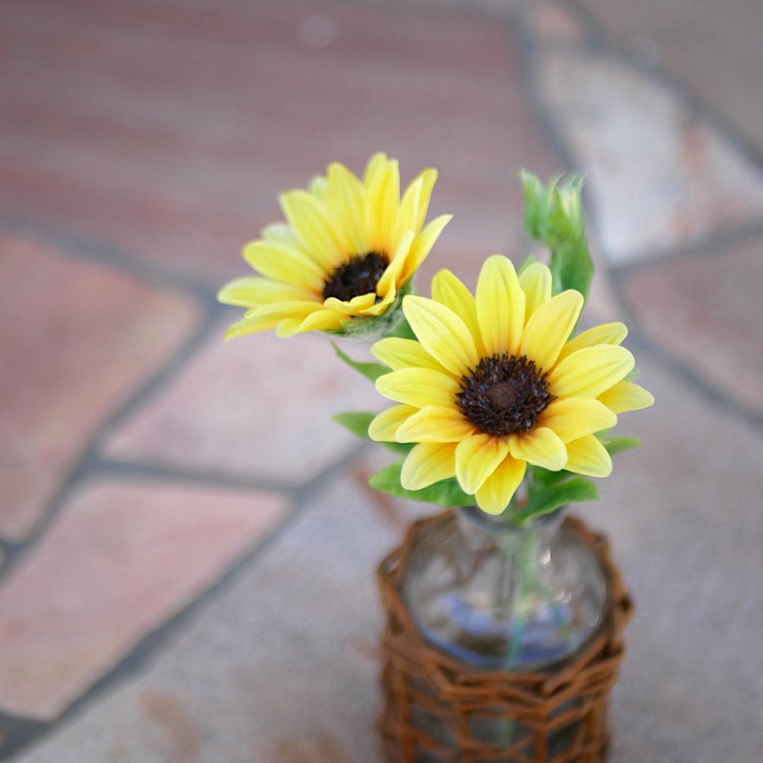 ミニひまわり 向日葵 ✿クレイフラワー Grand NO.MWH15-61枚目の画像